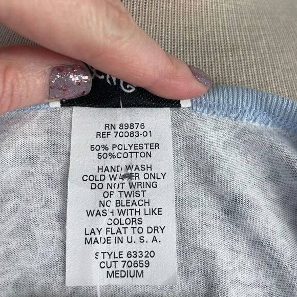 NWT Key Wear Womens Blue and White Floral 3/4 Shirt Size M - Picture 6 of 6